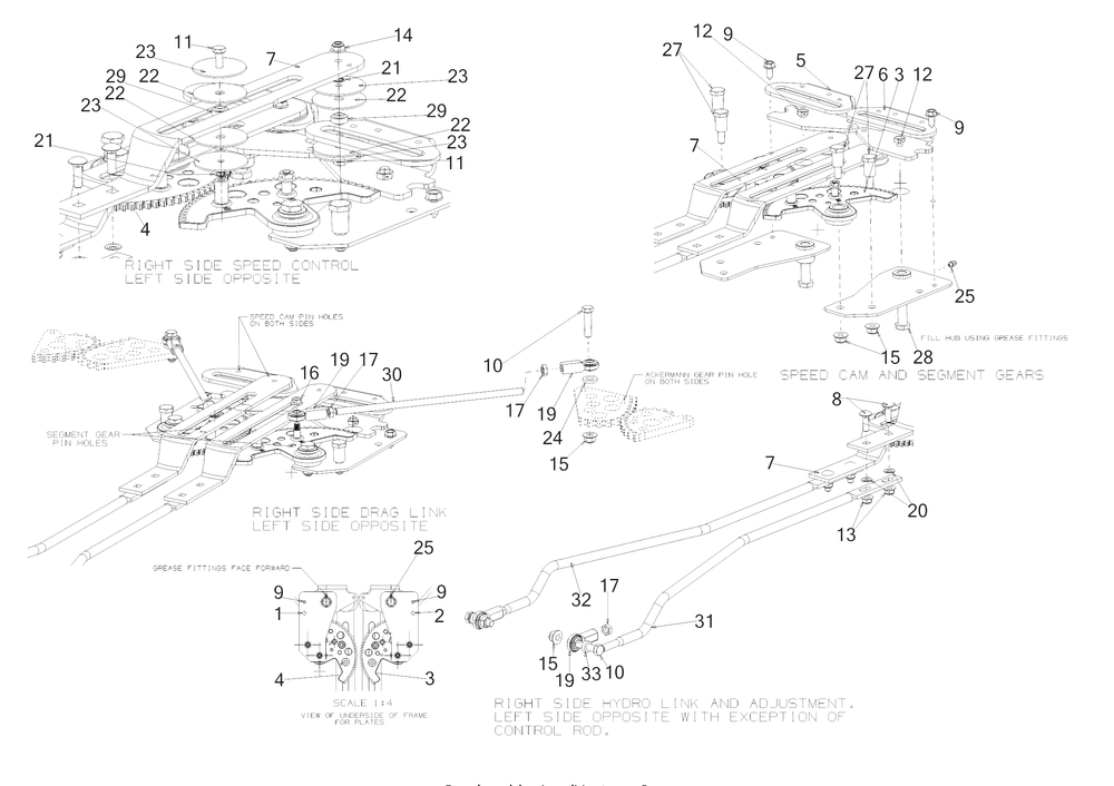 Steering Diagram and Parts List for RZT-S50KH (17ARCBDQ056)(2017) Cub Cadet Lawn Tractor